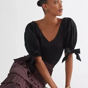 MAEVE x ANTHROPOLOGIE Puff-Sleeved Tie Sleeve Blouse